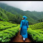 **

"A serene scene of a woman wearing a modest baju kurung walking through a tea plantation in Cameron Highlands, Malaysia. Mist hangs in the air. She's gently touching the tea leaves. Fully clothed, appropriate attire, safe for work, perfect anatomy, natural proportions, professional photography, high quality, family-friendly."

**